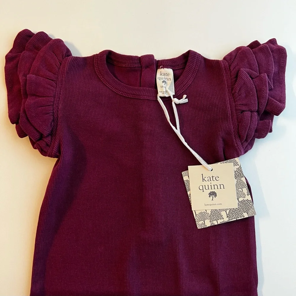 NWT Kate Quinn deep violet triple ruffle bodysuit size 18-24 months - Picture 8 of 11